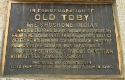 In commemoration of Old Toby the Shoshone Indian Marker image. Click for full size.