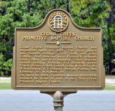 Cedar Creek Primitive Baptist Church Marker image. Click for full size.
