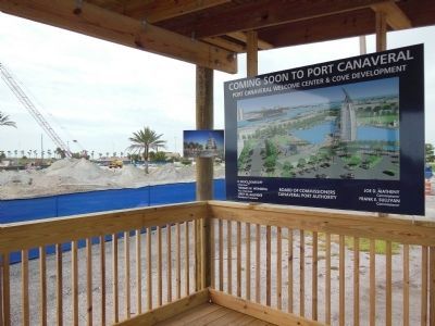 Port Canaveral Welcome Center & Cove Development construction sign image. Click for full size.