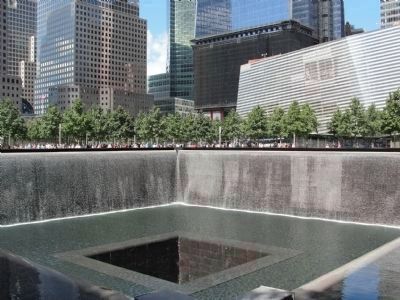 9/11 Memorial Pool on the site of "WTC 2" the <i>South Tower</i> image. Click for full size.