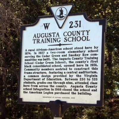 Augusta County Training School Marker image. Click for full size.