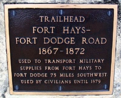 Fort Hays - Fort Dodge Road Trailhead Marker image. Click for full size.