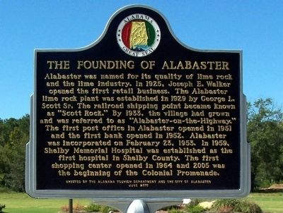 The Founding of Alabaster side of the marker image. Click for full size.