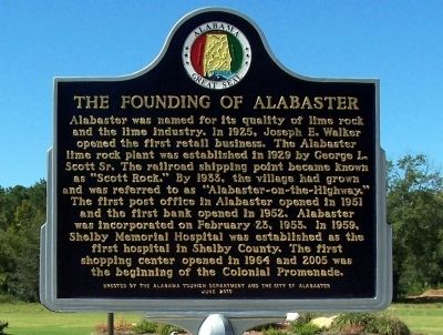 The Founding of Alabaster side of the marker. Click for full size. The Founding of Alabaster side of the marker image. Click for full size.