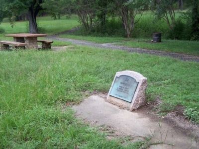 Camp Ford Marker, seen along the interpretive trail image. Click for full size.