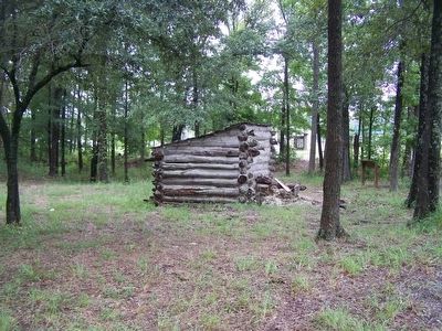 Camp Ford Lt. Col. Leake Cabin, from picture above, with rotted away chimney image. Click for full size.