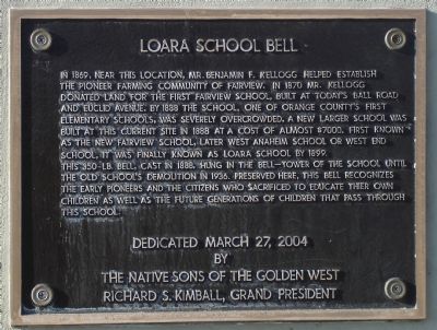 Loara School Bell Marker image. Click for full size.