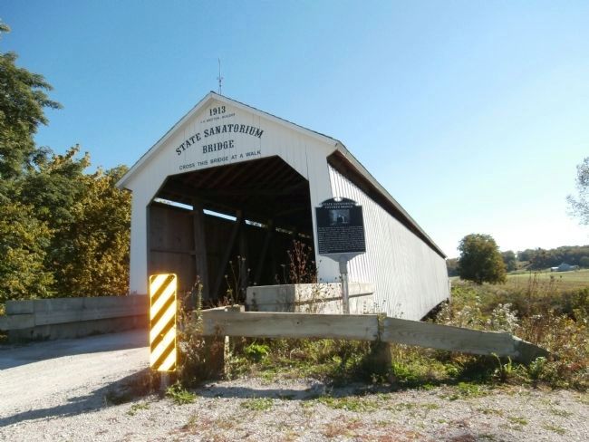 Wide View - - State Sanatorium Covered Bridge Marker image. Click for full size.