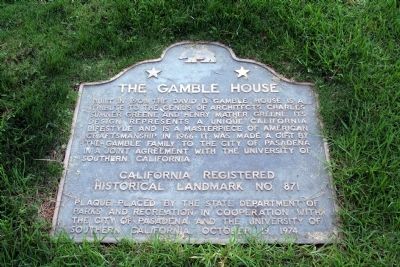 The Gamble House Marker image. Click for full size.