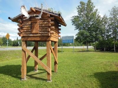 Sled Dog House with Moose Antlers image. Click for full size.