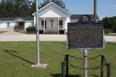 Little Texas Tabernacle and Campground Marker, Wilson's Chapel Union Church, is across the road. image. Click for full size.