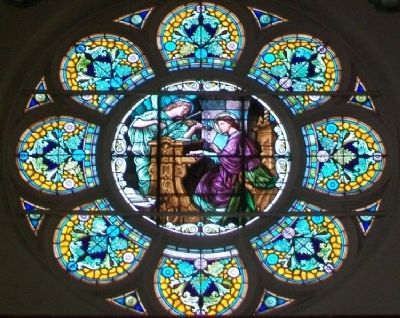 St. Fidelis Catholic Church Rose Window image. Click for full size.