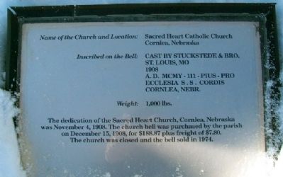 Sacred Heart Catholic Church Bell Marker image. Click for full size.