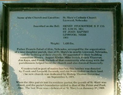 St. Mary's Catholic Church Bell Marker image. Click for full size.