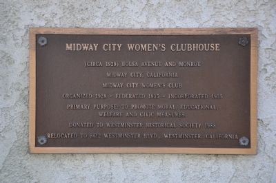 Midway City Women's Clubhouse Marker image. Click for full size.