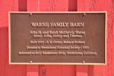 Warne Family Barn Marker image. Click for full size.