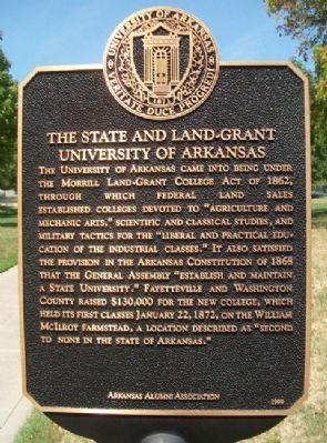 The State and Land-Grant University of Arkansas Marker image. Click for full size.