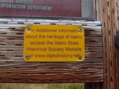Idaho Historical Society Information found on every IDOT/IHS marker image. Click for full size.