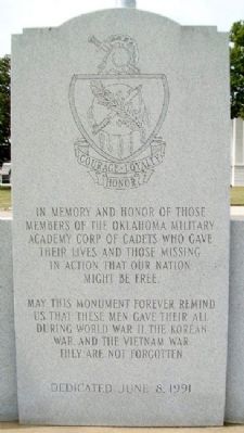 Oklahoma Military Academy War Memorial Dedication image. Click for full size.