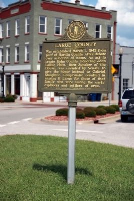 Side One Wide View - - Larue County / County Officials --- 1843 Marker image. Click for full size.