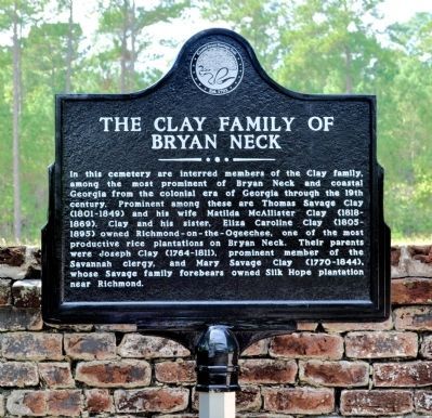 The Clay Family of Bryan Neck Marker image. Click for full size.