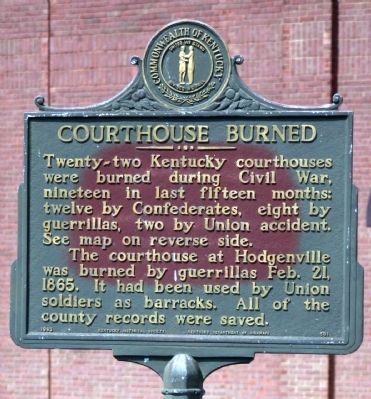 Side One - - Courthouse Burned Marker image. Click for full size.