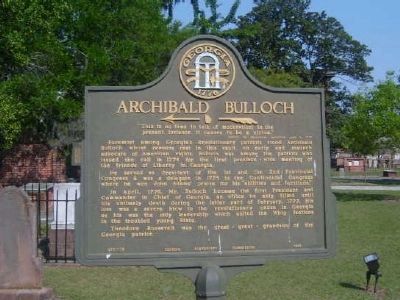 Archibald Bulloch Marker. Click for full size. Archibald Bulloch Marker image. Click for full size.