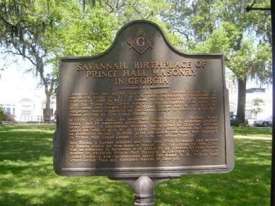 Savannah, Birthplace of Prince Hall Masonry in Georgia Marker image. Click for full size.