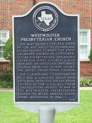 Westminster Presbyterian Church Marker. Click for full size. Westminster Presbyterian Church Marker image. Click for full size.