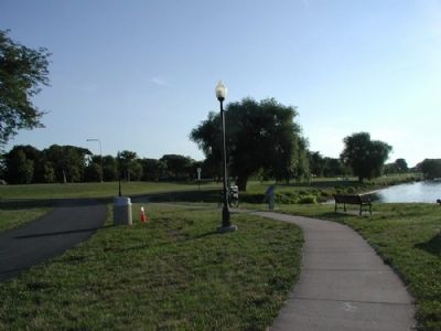 Pathmark Geneva Marker as seen facing east on walking path image. Click for full size.