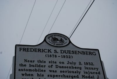 Frederick S. Duesenberg Marker Sponsor image. Click for full size.