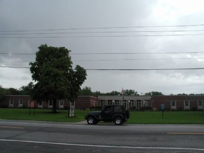 Both Town of Gates Markers in front of Town Hall image. Click for full size.
