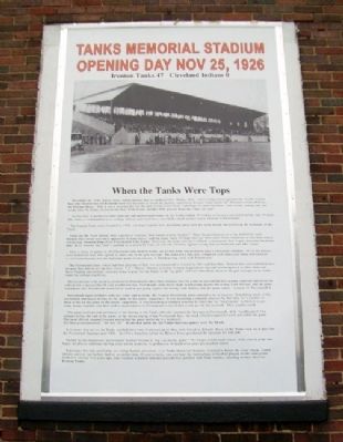 Tanks Memorial Stadium Opening Day Marker. Click for full size. Tanks Memorial Stadium Opening Day Marker image. Click for full size.