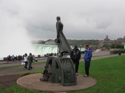 Nikola Tesla Monument overlooks Niagara Falls. image. Click for full size.