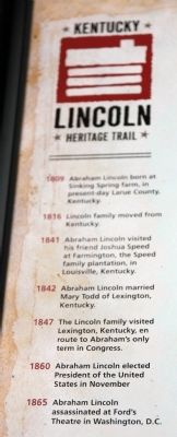 Insert - - Kentucky - Lincoln - - Heritage Trail. Click for full size. Insert - - Kentucky - Lincoln - - Heritage Trail image. Click for full size.
