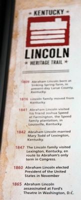 Insert - - Kentucky - Lincoln - - Heritage Trail image. Click for full size.