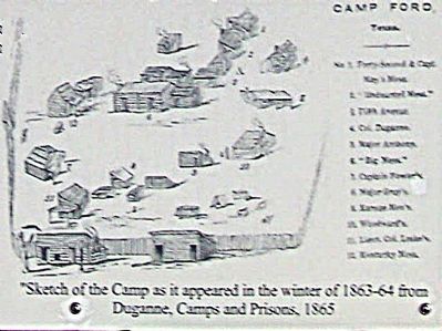 Sketch of the Camp as it appeared in the winter of 1863-64 from Duganne, Camps and Prisons, 1865. Click for full size. Sketch of the Camp as it appeared in the winter of 1863-64 from Duganne, Camps and Prisons, 1865 image. Click for full size.