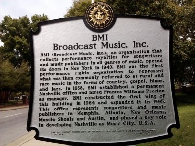 BMI, Broadcast Music, Inc. Marker image. Click for full size.