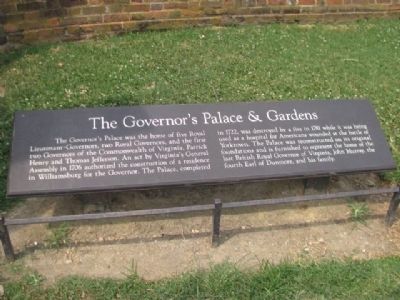 The Governor's Palace & Gardens Marker image. Click for full size.