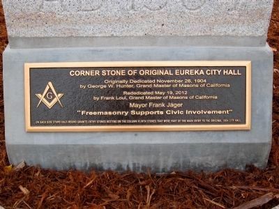 Eureka City Hall - Masonic Cornerstone Plaque image. Click for full size.