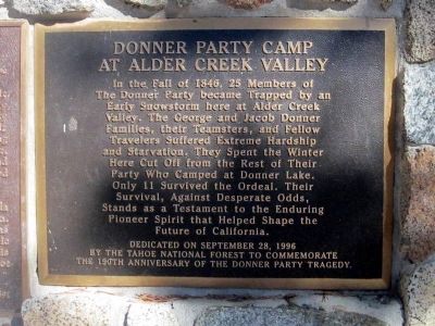 Donner Party Camp at Alder Creek Valley Marker image. Click for full size.