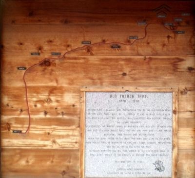 Old French Trail Route Carved Into Wood. Click for full size. Old French Trail Route Carved Into Wood image. Click for full size.