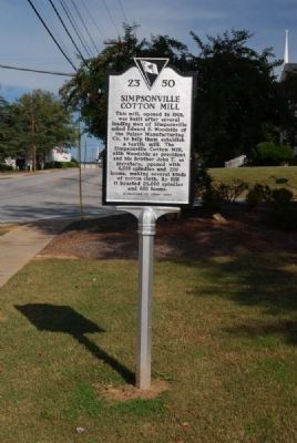 Simpsonville Cotton Mill Marker image. Click for full size.