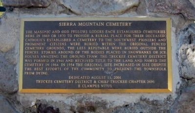 Sierra Mountain Cemetery Marker image. Click for full size.