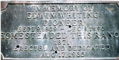 In Memory of Edwin Whiting Pioneer Marker image. Click for full size.