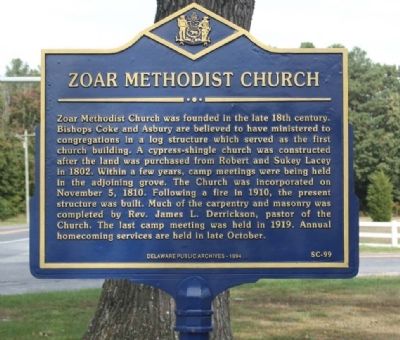 Zoar Methodist Church Marker image. Click for full size.