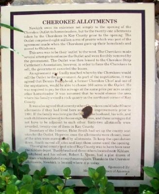 Cherokee Allotments Marker. Click for full size. Cherokee Allotments Marker image. Click for full size.