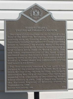 Todd's Chapel United Methodist Church Marker image. Click for full size.
