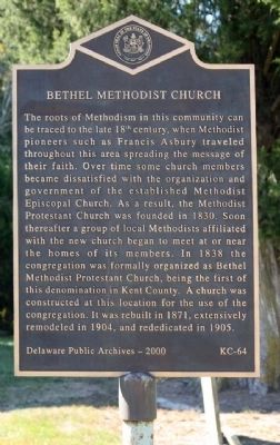 Bethel Methodist Church Marker image. Click for full size.