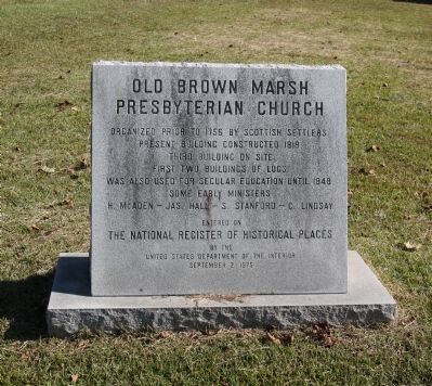 Old Brown Marsh Presbyterian Church Marker image. Click for full size.